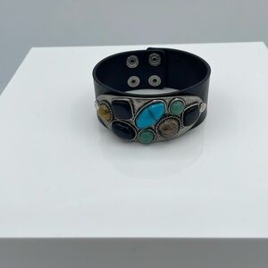 Vegan Black Leather Cuff Bracelet